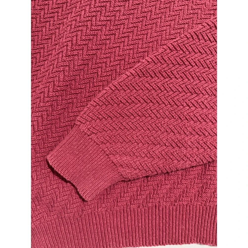 bill blass red burgandy knit heavy ls sweater, 100% cotton, men's xlt